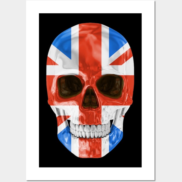 Great Britain Flag Skull - Gift for British With Roots From Great Britain Wall Art by Country Flags